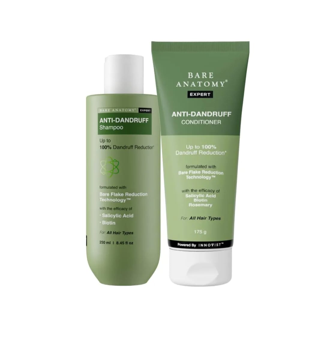 Bare Anatomy Anti-Dandruff Shampoo & Conditioner Combo | Up to 100% Dandruff Control Reduces Dryness &amp; Frizz | For All Hair Types |250ml + 175gm (Pack of 2)