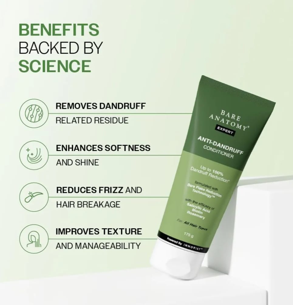 Bare Anatomy Anti-Dandruff Shampoo & Conditioner Combo | Up to 100% Dandruff Control Reduces Dryness &amp; Frizz | For All Hair Types |250ml + 175gm (Pack of 2)