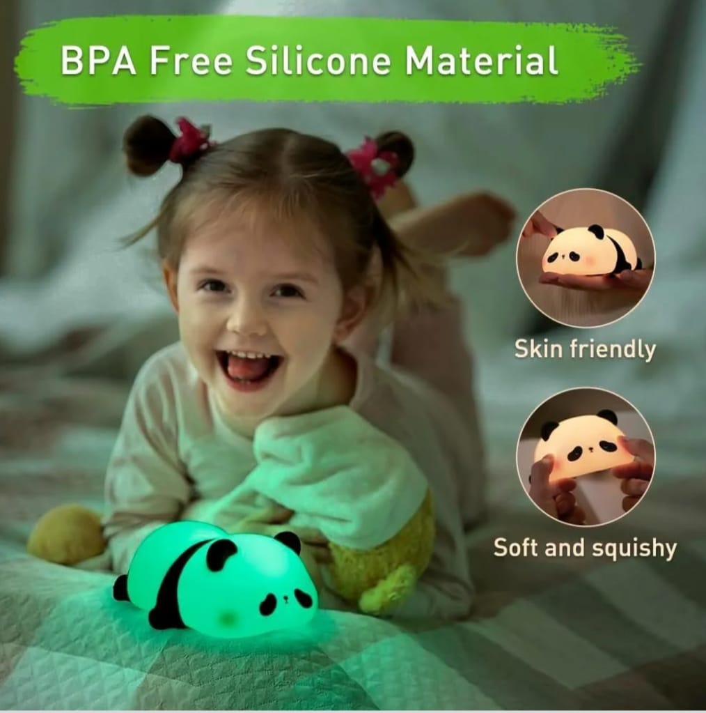 Lying Panda Night Light - Soft Silicone Color-Changing LED Touch Lamp with Timer for Bedroom & Office