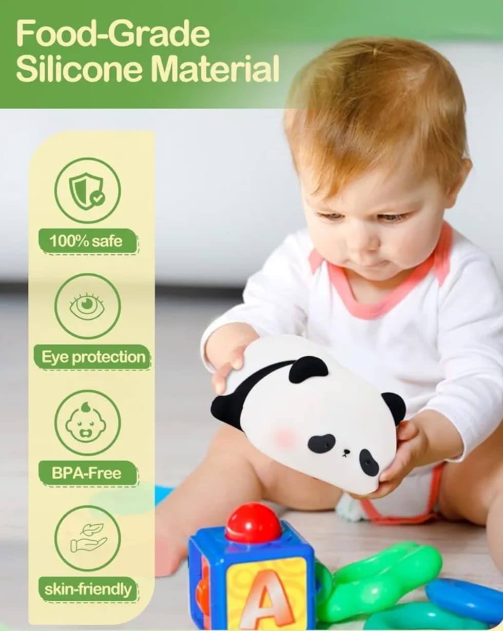 Lying Panda Night Light - Soft Silicone Color-Changing LED Touch Lamp with Timer for Bedroom & Office