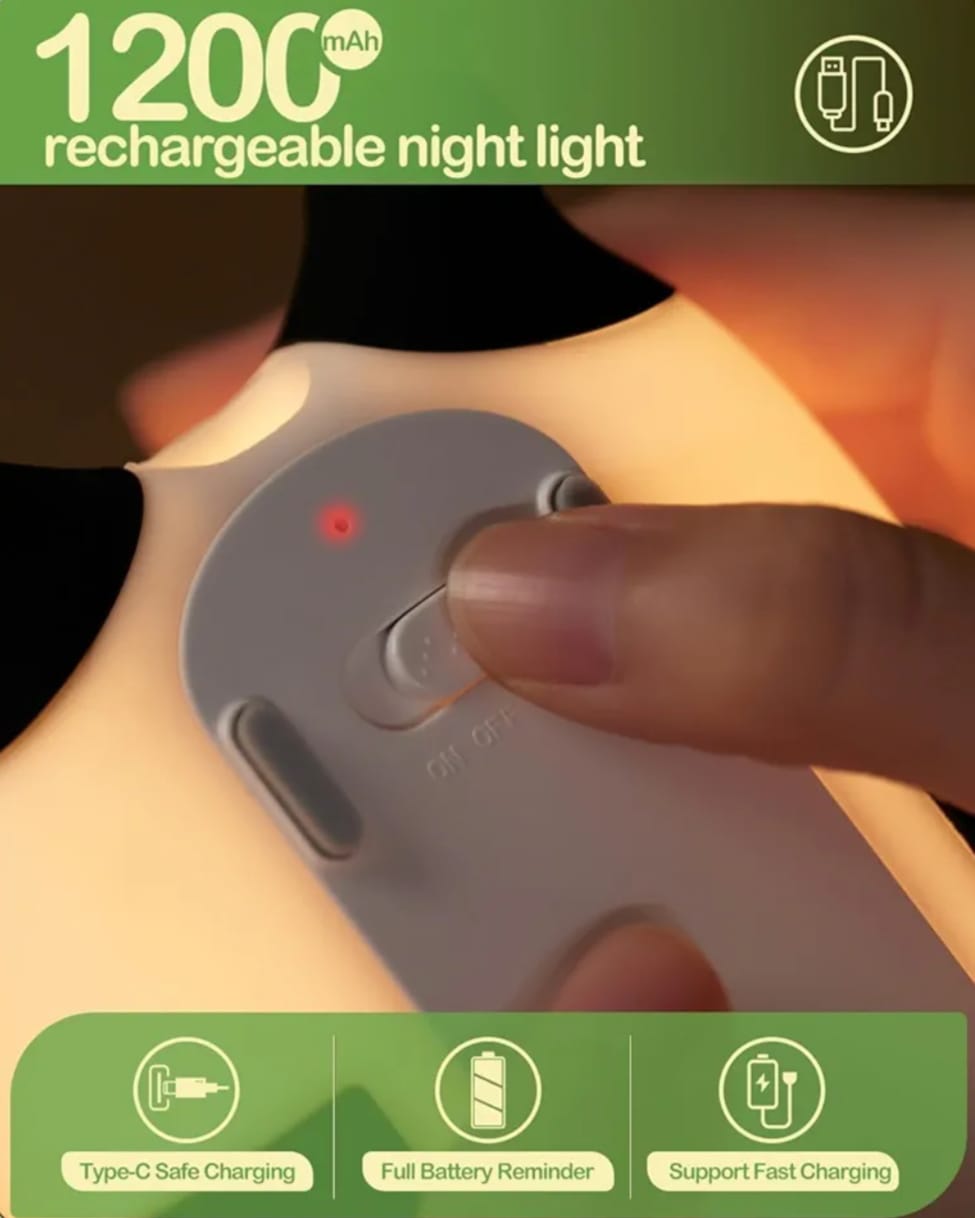 Lying Panda Night Light - Soft Silicone Color-Changing LED Touch Lamp with Timer for Bedroom & Office